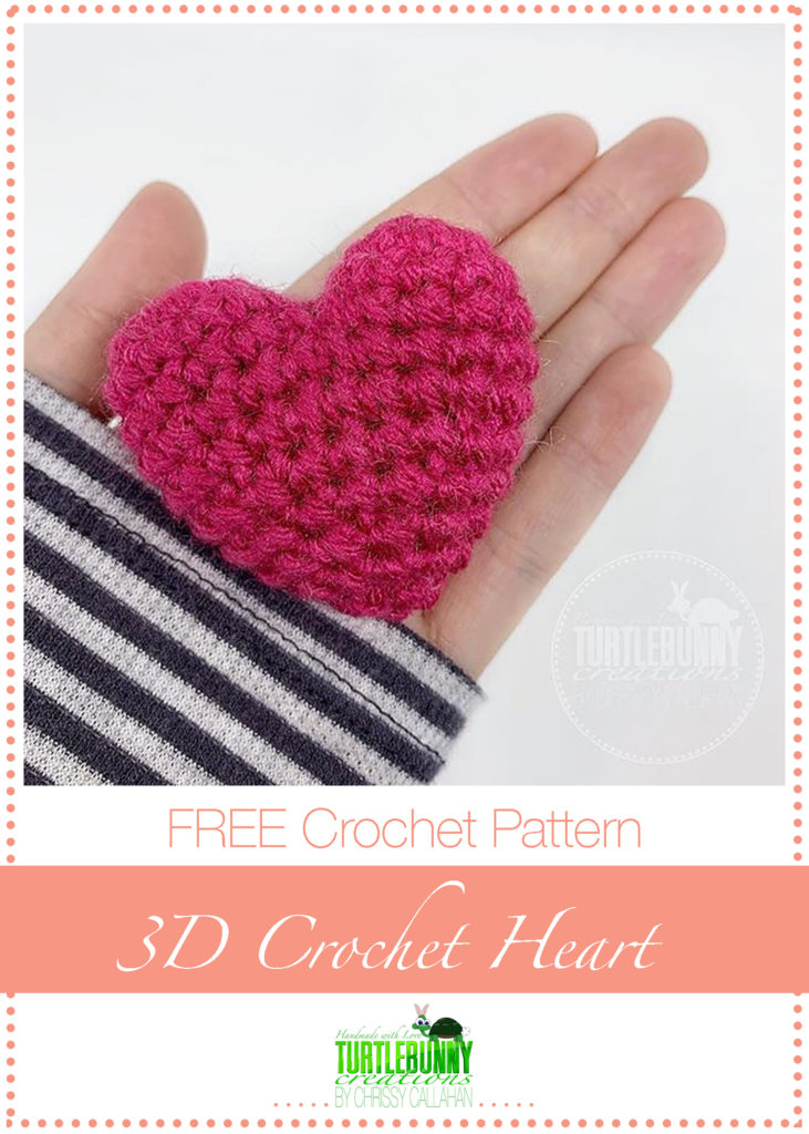 Free Crochet Pattern: 3D Crochet Heart from TurtleBunny Creations by Chrissy Callahan