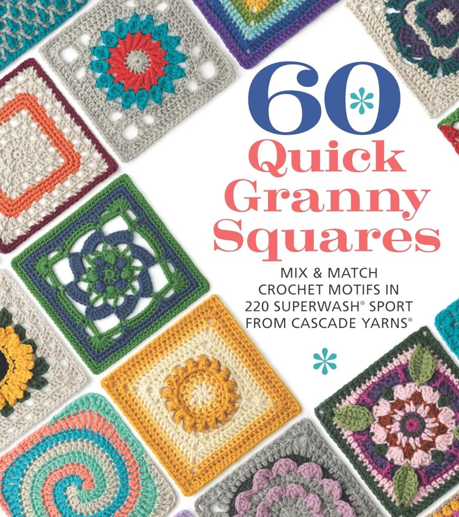 60 Quick Granny Squares book cover - from Sixth and Spring - including two crochet granny squares patterns from Handmade with Chrissy