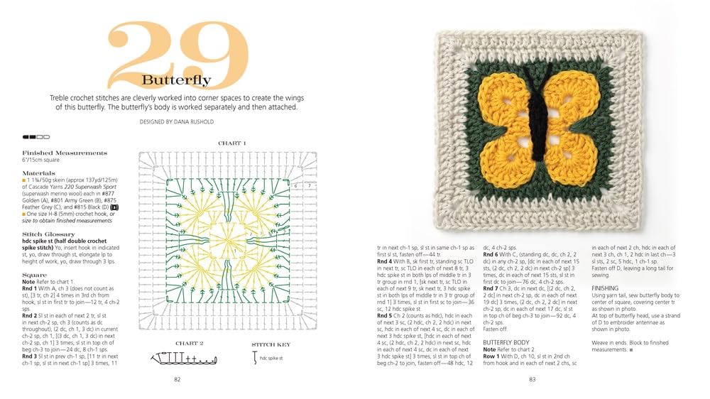 60 Quick Granny Squares book example interior page - from Sixth and Spring - including two crochet granny squares patterns from Handmade with Chrissy