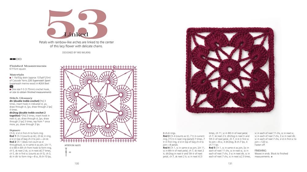 60 Quick Granny Squares book example interior page - from Sixth and Spring - including two crochet granny squares patterns from Handmade with Chrissy