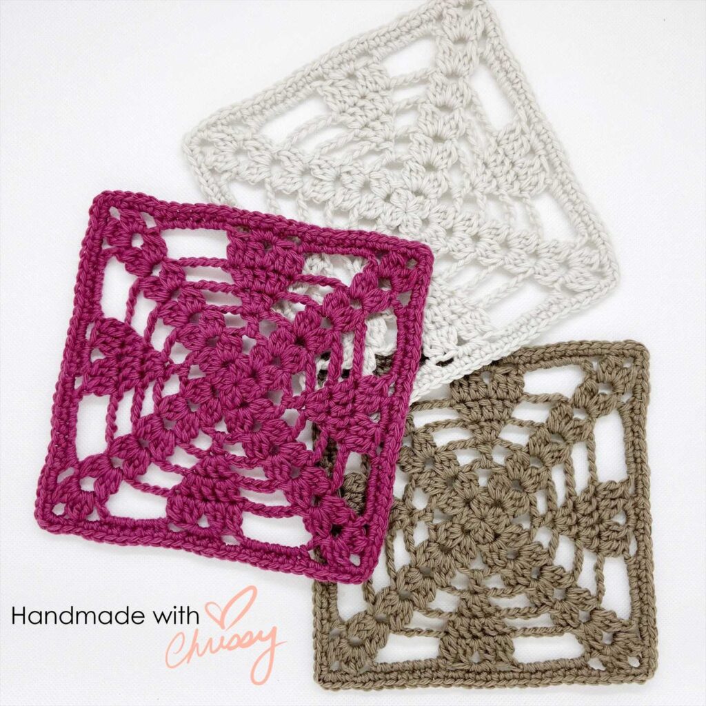 Snowflake Crochet Granny Square designed by Handmade with Chrissy included in 60 Quick Granny Squares from Sixth and Spring and Cascade Yarns