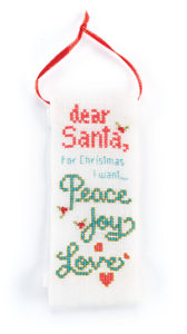 Dear Santa cross-stitch ornament 