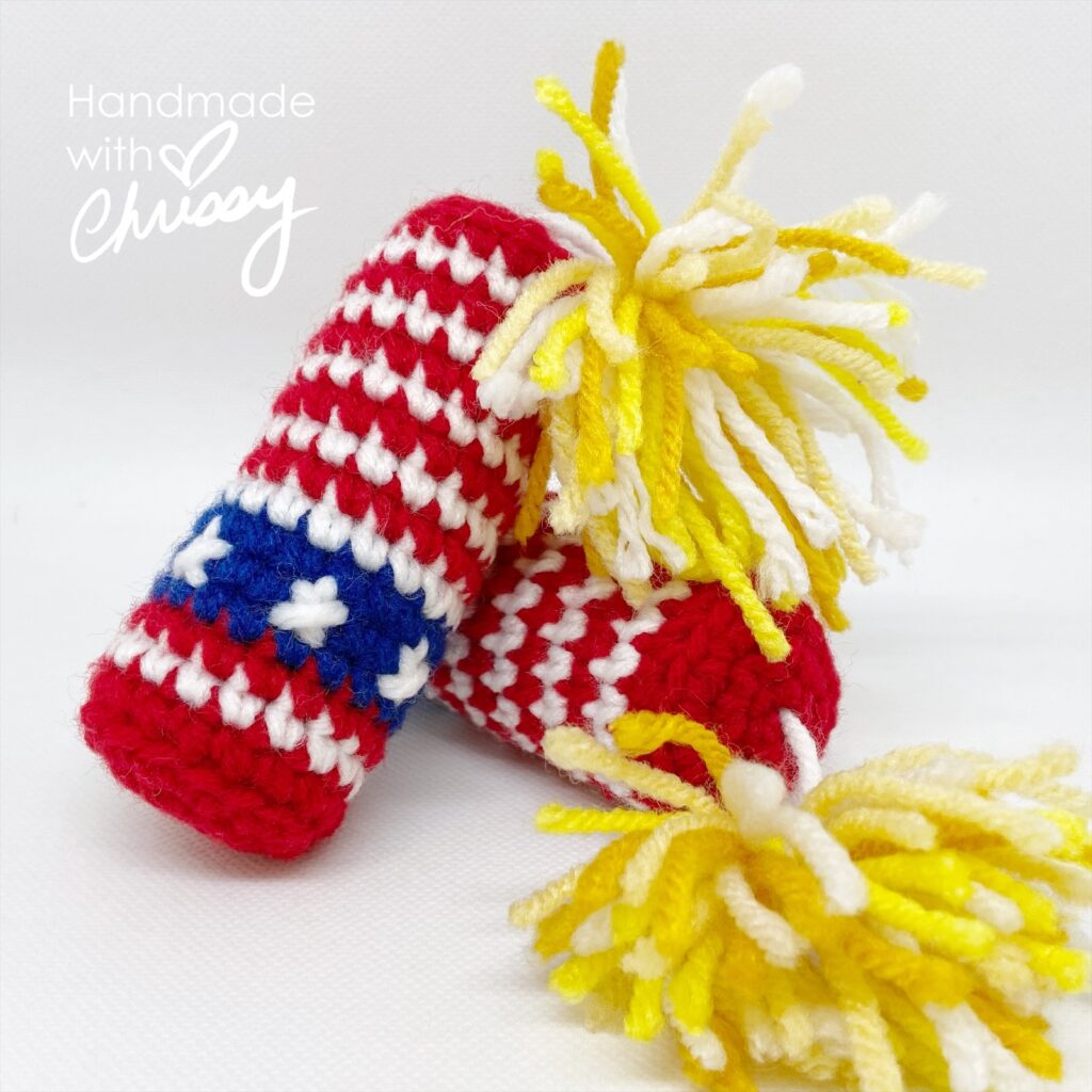 Free firecracker crochet pattern from Chrissy Habblett of Handmade with Chrissy