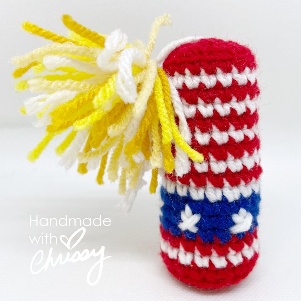 Free firecracker crochet pattern from Chrissy Habblett of Handmade with Chrissy